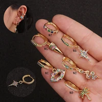 1piece vintage bohemia earrings for women fashion colorful snake lips palm plant funny stud earrings fashion jewery