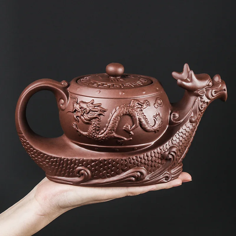 

Zisha Teapot Tea Set Large Capacity Chinese Vermilion Teapot Single Pot Kung Fu Tea Set Teaware Kitchen Dining Bar Home Garden