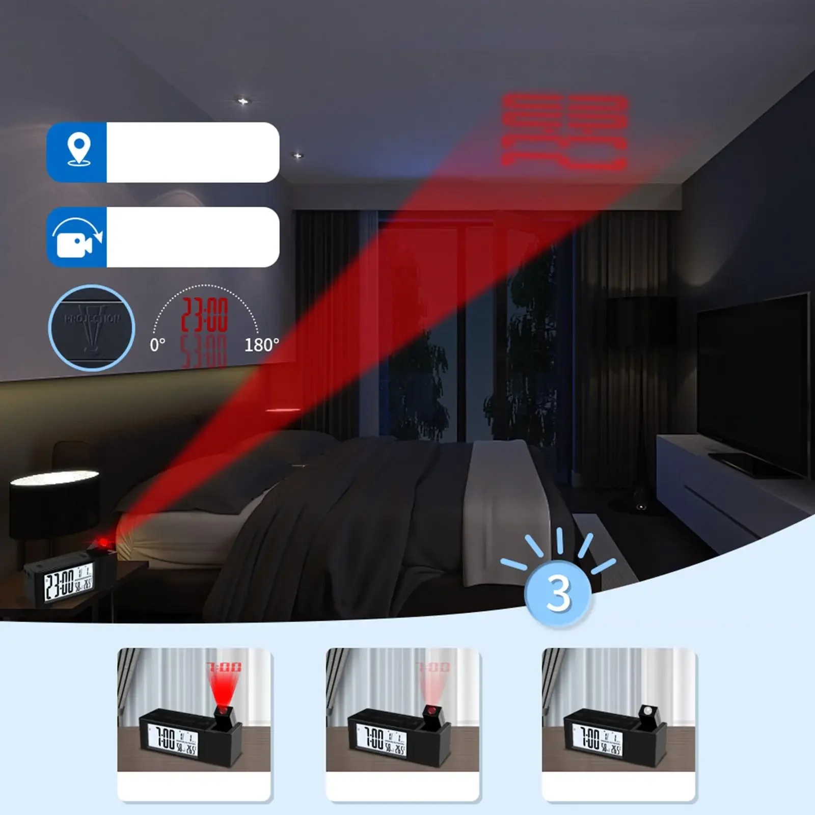 Проекционный цифровой будильник для спальни проекционный дисплей часов на