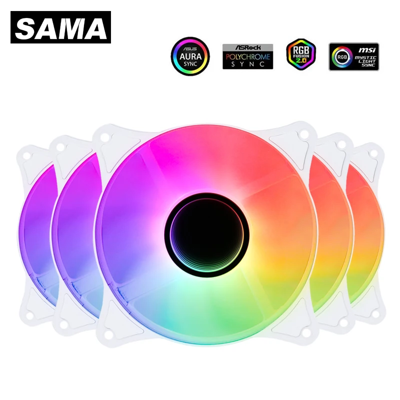 SAMA 1-8pcs/Set 120mm Case Fans AURA RGB 120mm Gamer Cabinet Cooling Fan 5V 3PIN Silent Computer Case of Fan SF920 Air Radiator  - buy with discount