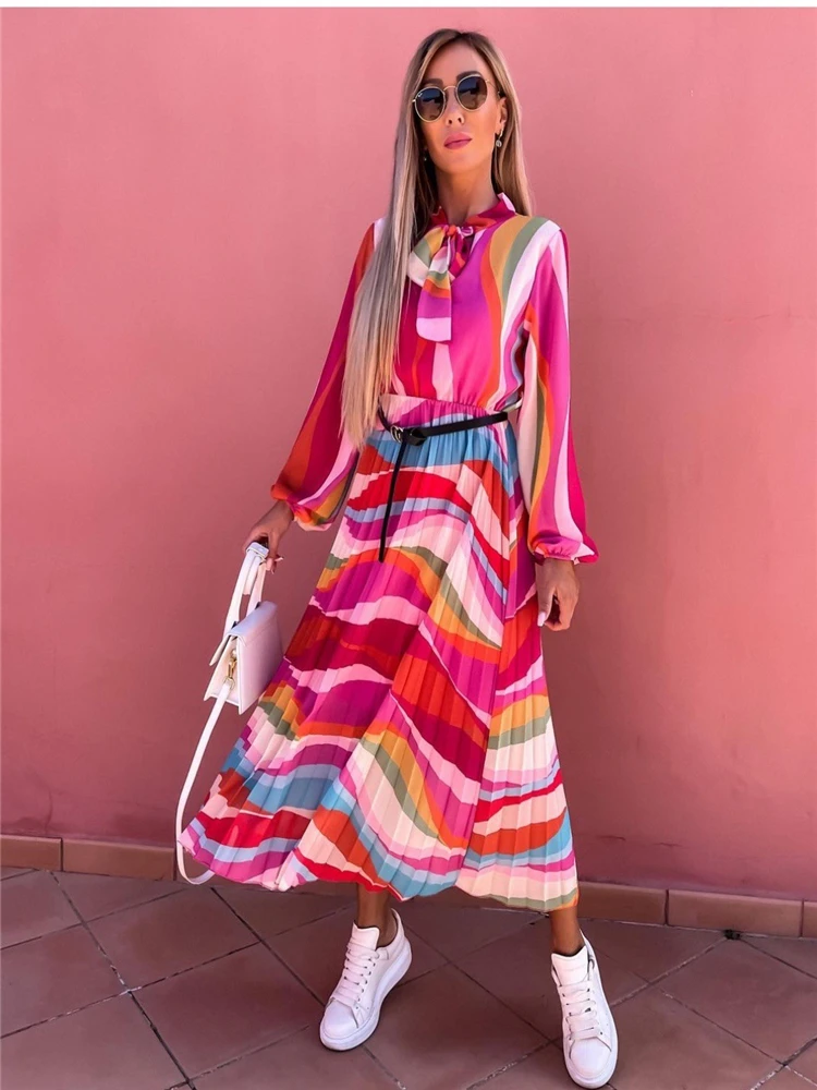 

Женское платье с бантом на воротнике, повседневное ТРАПЕЦИЕВИДНОЕ ПЛАТЬЕ в стиле ретро, лето 2022