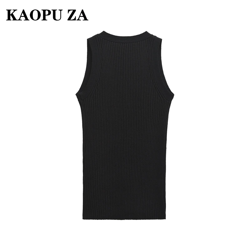 KAOPU ZA 2024 новый осенний женский повседневный свитер без рукавов с v-образным