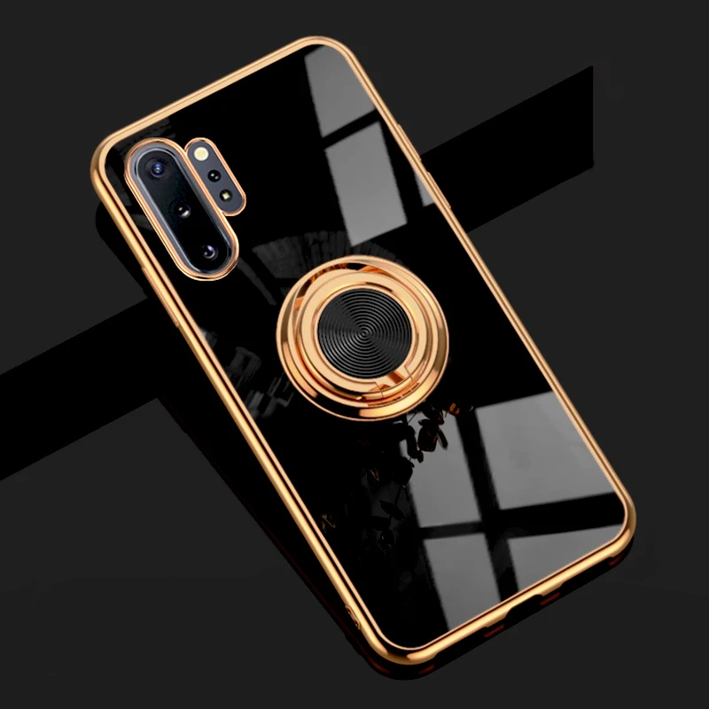 Luxury Plating Soft Case For Samsung Galaxy S10 S22 S21 S20 FE Ultra Plus Note 20 10 9 A72 A52 A52S S10Plus Ring Holder Cover on
