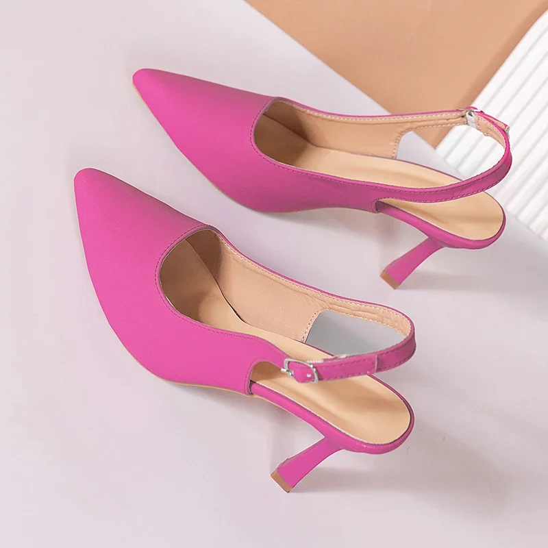 Босоножки женские на высоком каблуке модные пикантные туфли с пряжкой