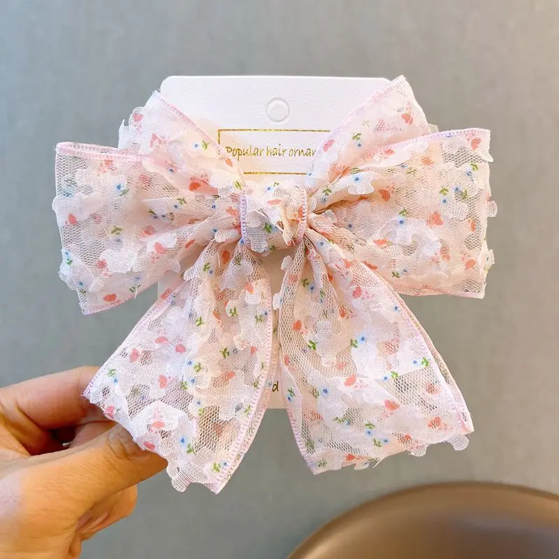 2024 трехслойная заколка для волос с бантом и бабочкой девочек милые аксессуары