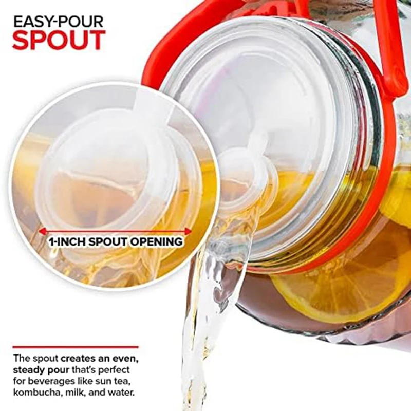 Стеклянная банка на 1 галлон с крышкой (2 шт.) Большие банки Мейсона 128 унций