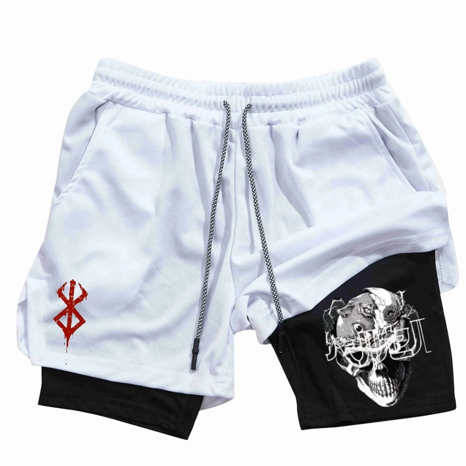 Мужские спортивные шорты 2 в 1 быстросохнущие для бега фитнеса баскетбола пляжа