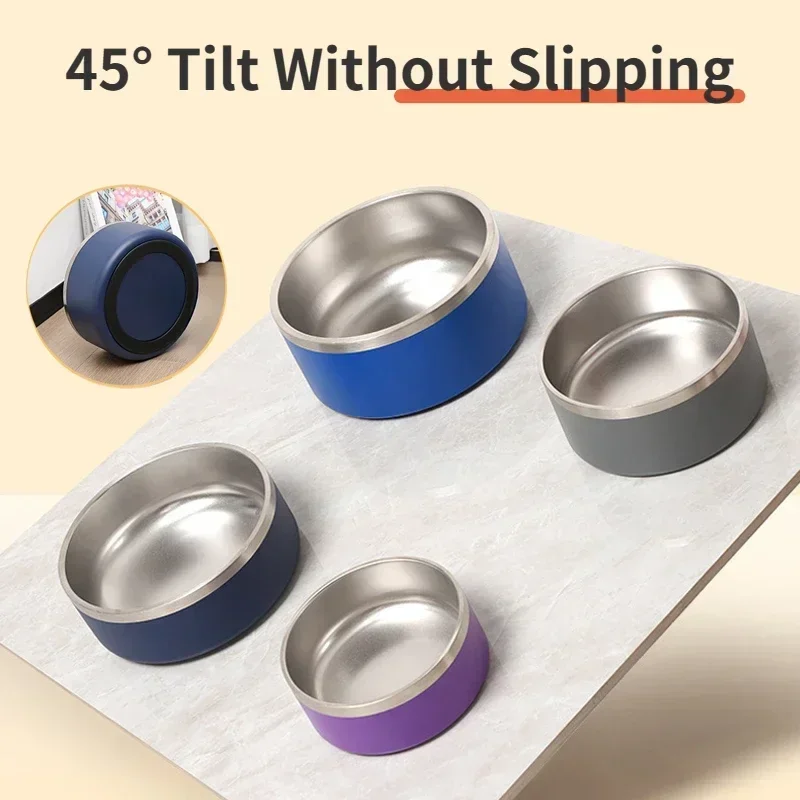 Круглая миска для собак и кошек объемом 64 унции из нержавеющей стали Двойная