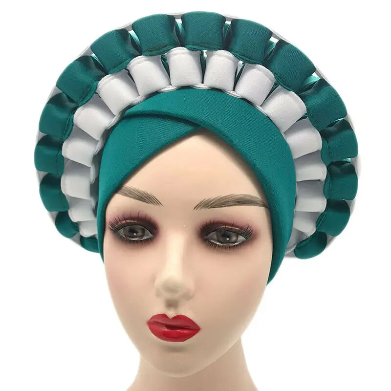 

Головной убор в африканском стиле для женщин, готов к ношению, тюрбан, мусульманский хиджаб, нигерийский головной убор, традиционная Свадебная шляпа Aso Oke