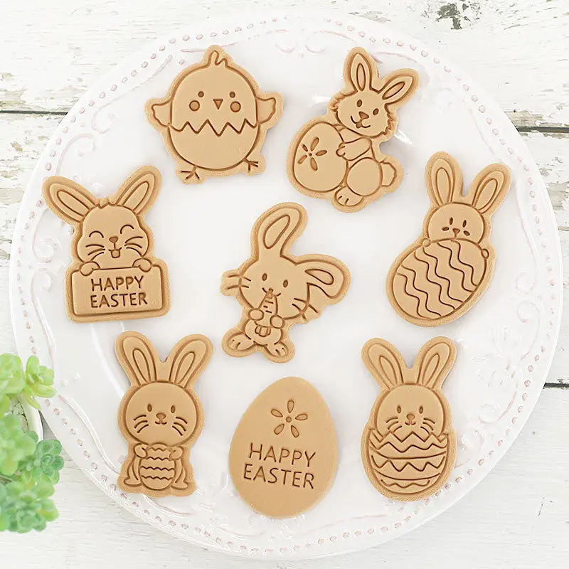 

8 Pcs/set Easter Biscuit Mold DIY Plastic Cookie Cutter Baking Tools Cookie Decorating Fondant Pastry Baking Bakeware Tool