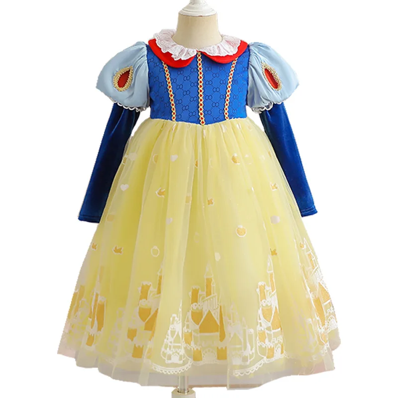 Disney Kids Girls Princess Costume Snow White Fall Sleeve Spring Cosplay Party Dress Children Party Clothes Fancy Teens Clothing