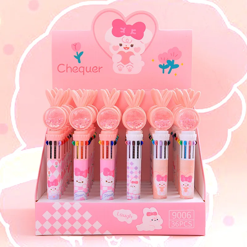 

36 шт./лот Kawaii Rabbit 10 цветов шариковая ручка милый пресс шариковые ручки Школа Офис письменные принадлежности Канцтовары подарок