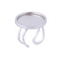 5pcs fit 20mm round cabochon ring base settings diy stainless steel cameo bezel blanks for jewerly making findings