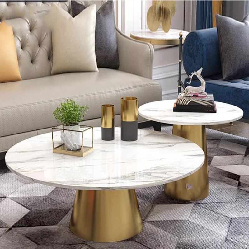 

Modern Design Coffee Tables Luxury Nordic Premium White Side Table Marble Effect Legs Metal Table Basse De Salon Home Furniture