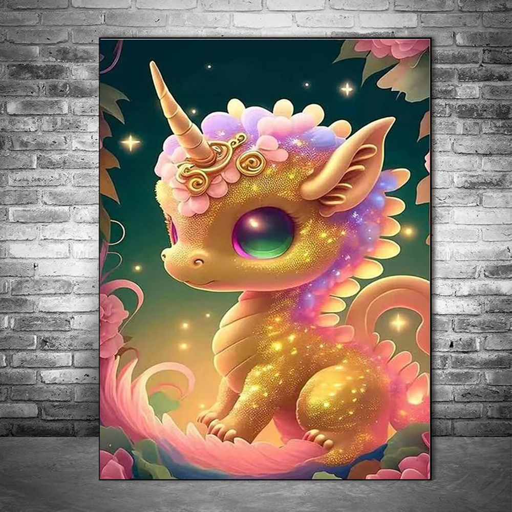 5D алмазная живопись сделай сам милый золотой единорог полная квадратная круглая