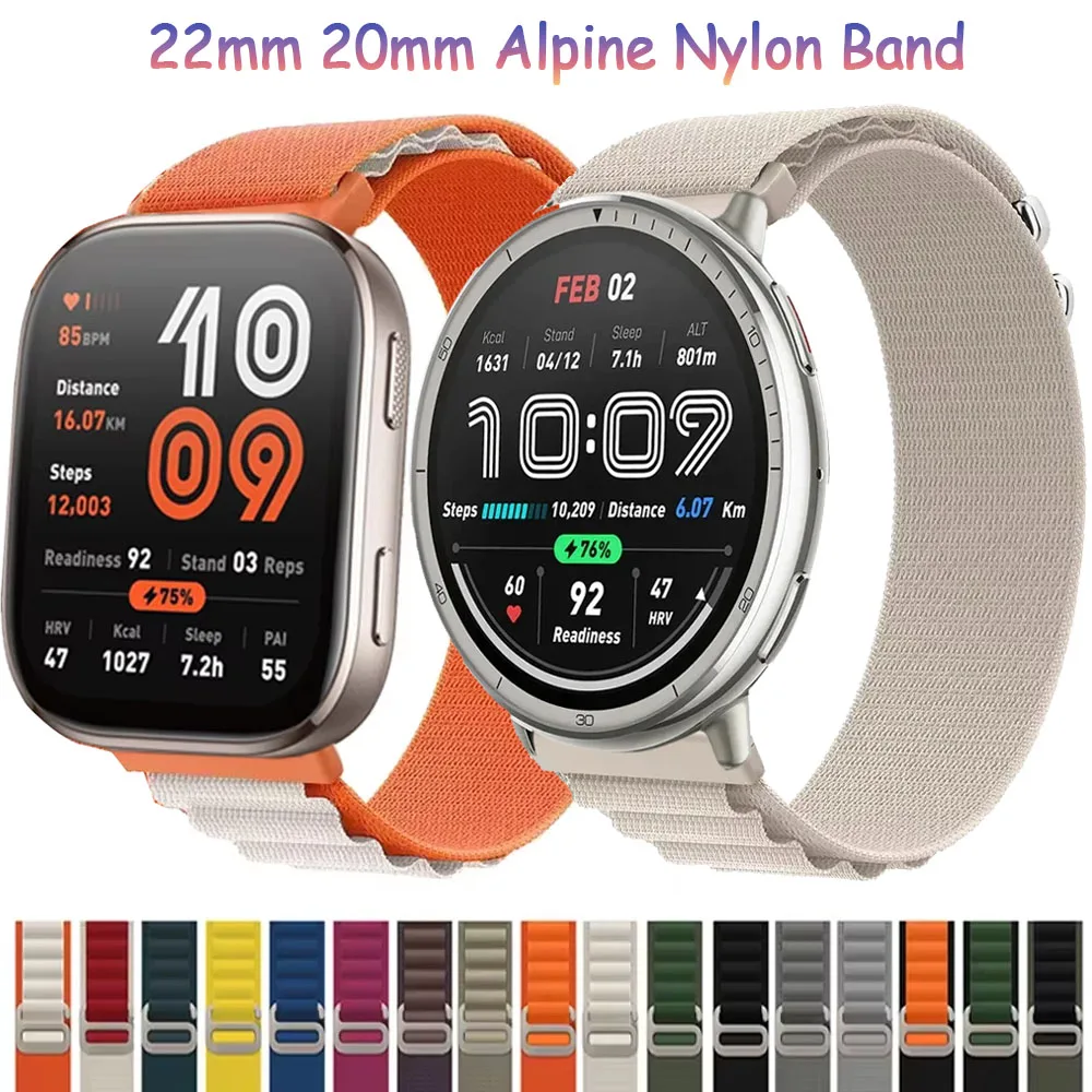Фото Нейлоновый ремешок Alpine 22 мм 20 мм для Amazfit Active 2-Max/Bip 6-5-Max, спортивный браслет для Amazfit Balance 2-1/Helio Belt №1