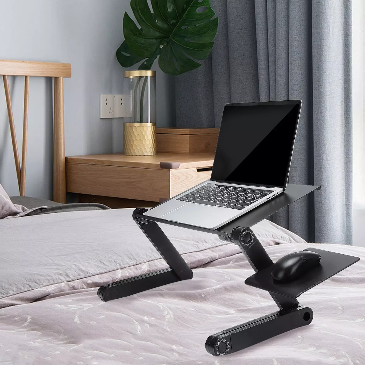 

Laptop Desk Stand Portable Aluminum Ergonomic Lapdesk For TV Bed Sofa PC Notebook Table Desk Stand With Fan Mouse Pad