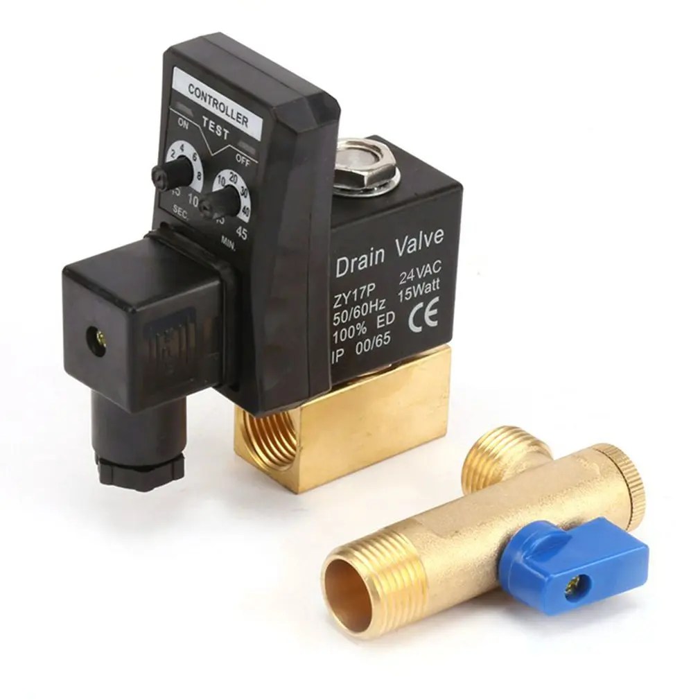 

Hot Drain Valve Air Compressor Automatic Electric Timing Drainer DC24V All-copper Electronic Drain Valve For Refrigeration Dryer