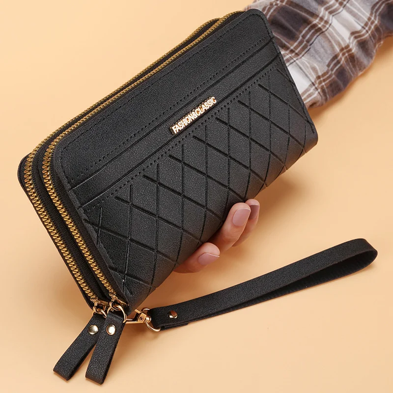 

Double Zipper Long Wallet for Women Simple Female Purses Coin Purse Card Holder Fashion Retro Large Capacity