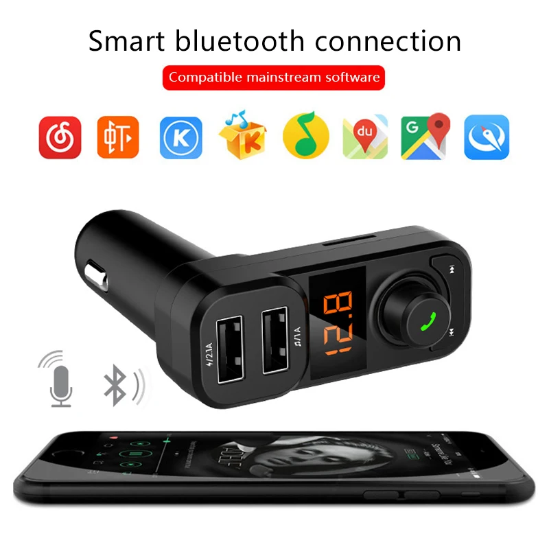 

BT53 Bluetooth Car Kit Handsfree FM Transmitter Wireless A2DP Car MP3 Player Support TF U Disk Dual USB 5V 3.1A Charge