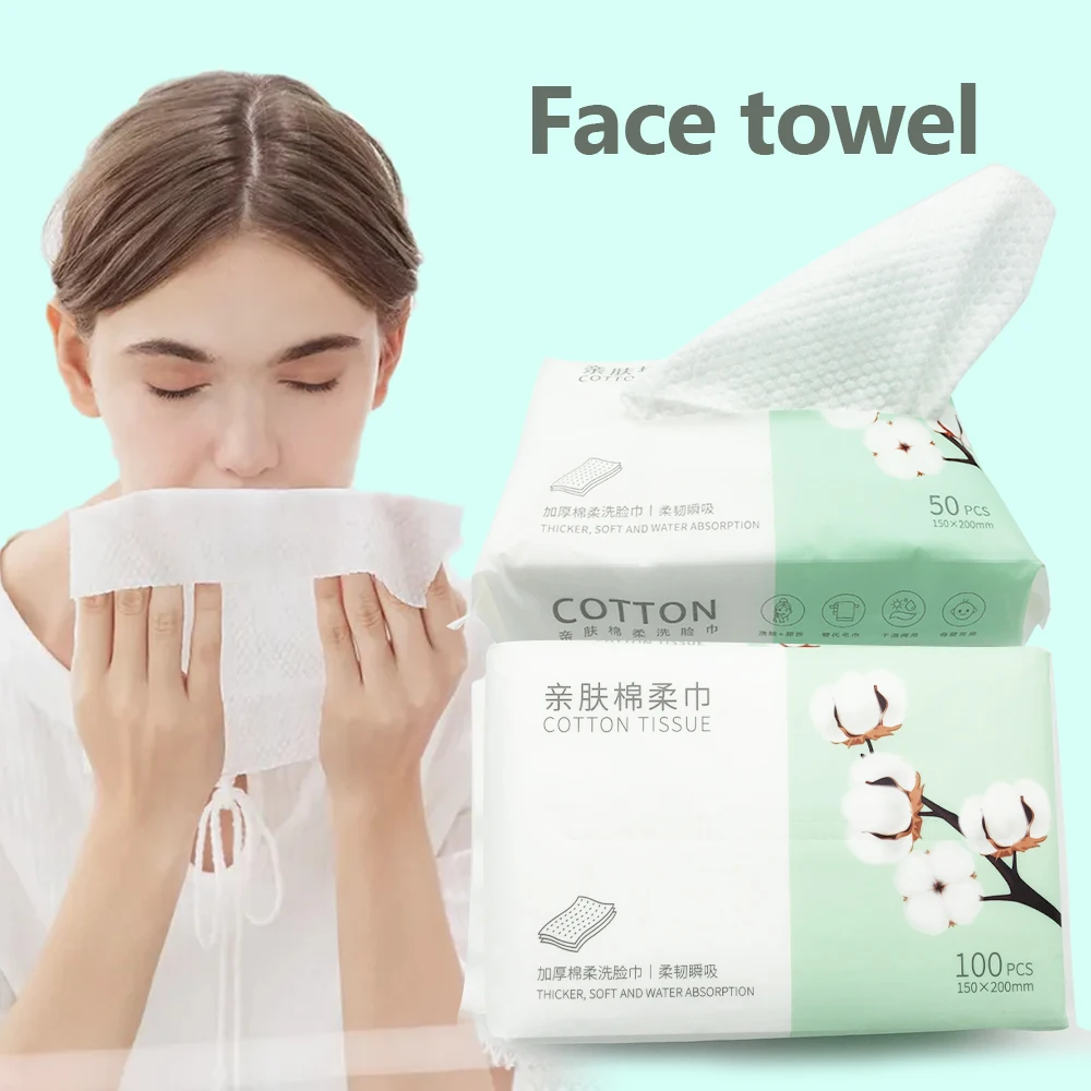 

Disposable Face Towel Biodegradable Facial Tissue Unscented Wipes Make Up Removing Ultra Soft Thicken Facial Cleanser