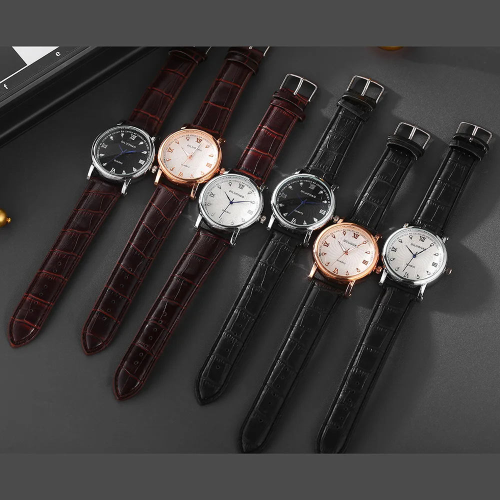 

Simple quartz men's watch watch DLH spiral pattern diamond scale belt watch men's