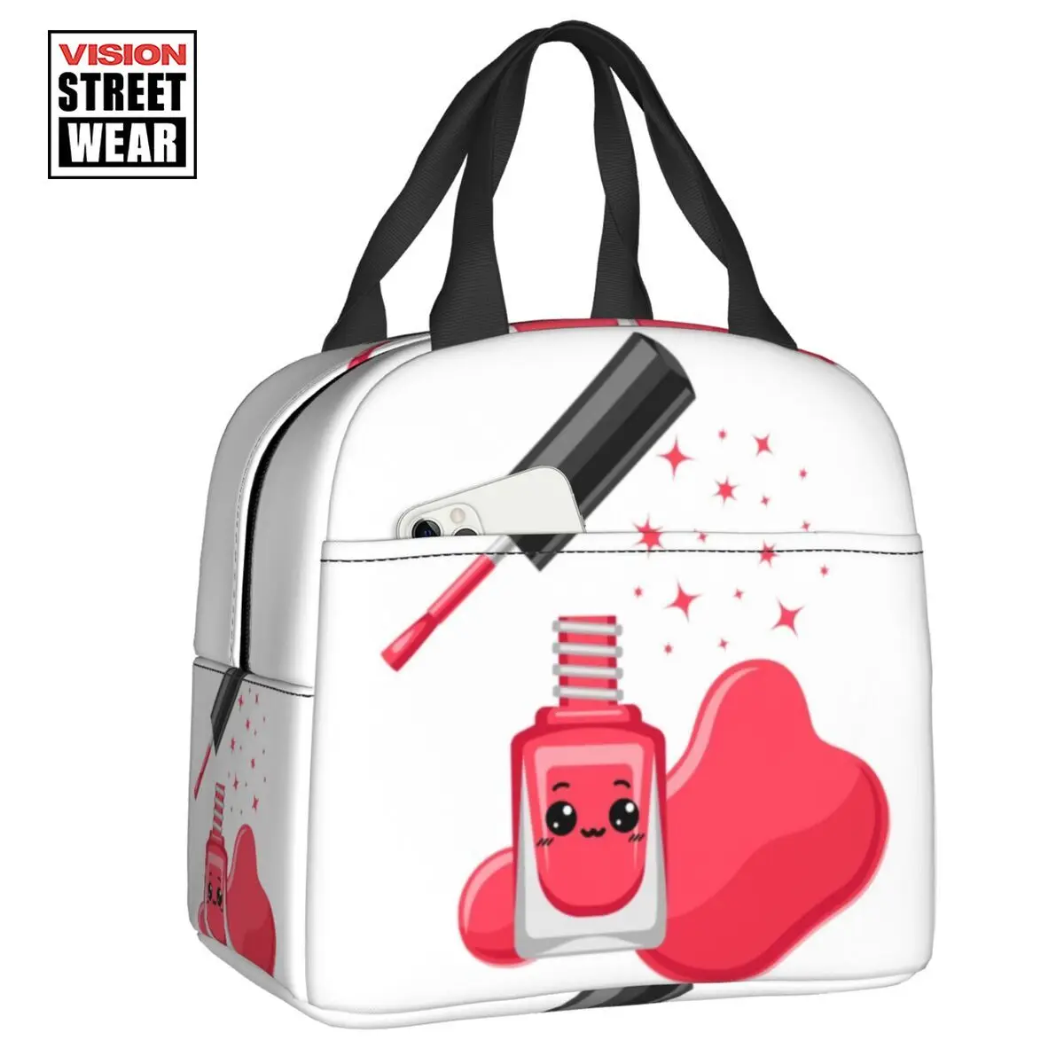 

Kawaii Nail Polish Insulated Lunch Bag for School Office Manicurist Manicure Leakproof Cooler Thermal Bento Box Women Children