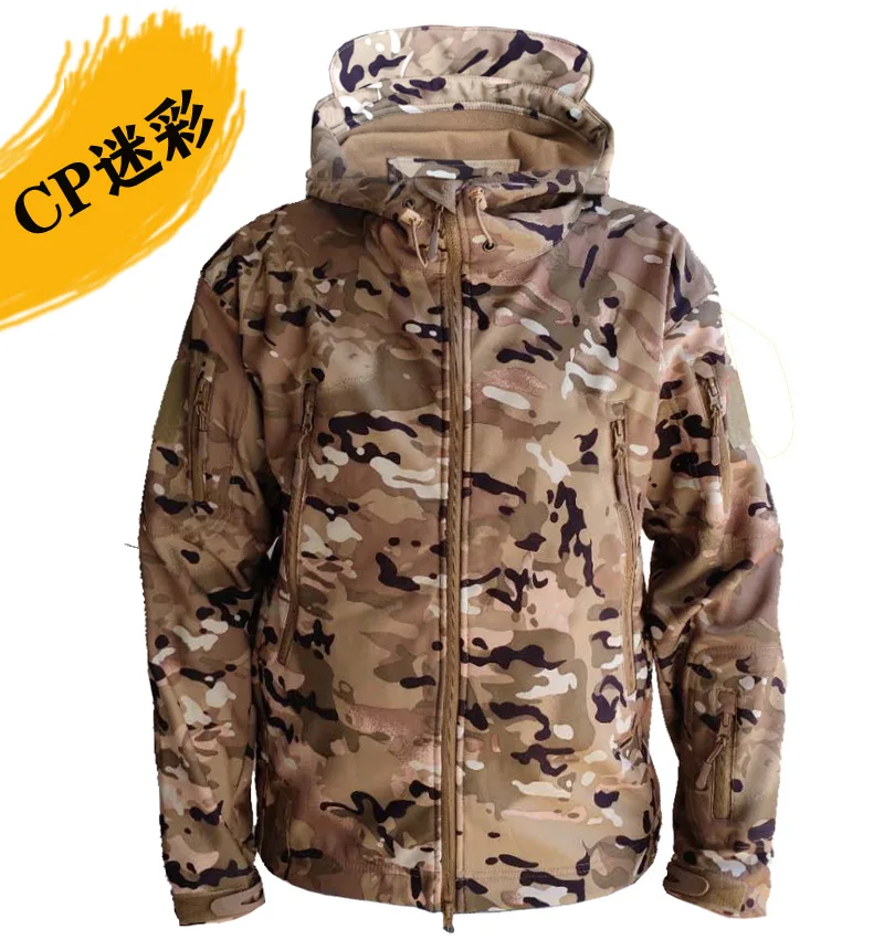 5XL Men's Tactical Hiking Shark Skin Soft Shell Wind proof Waterproof Hooded Thermal Military Field Tactical Jacket