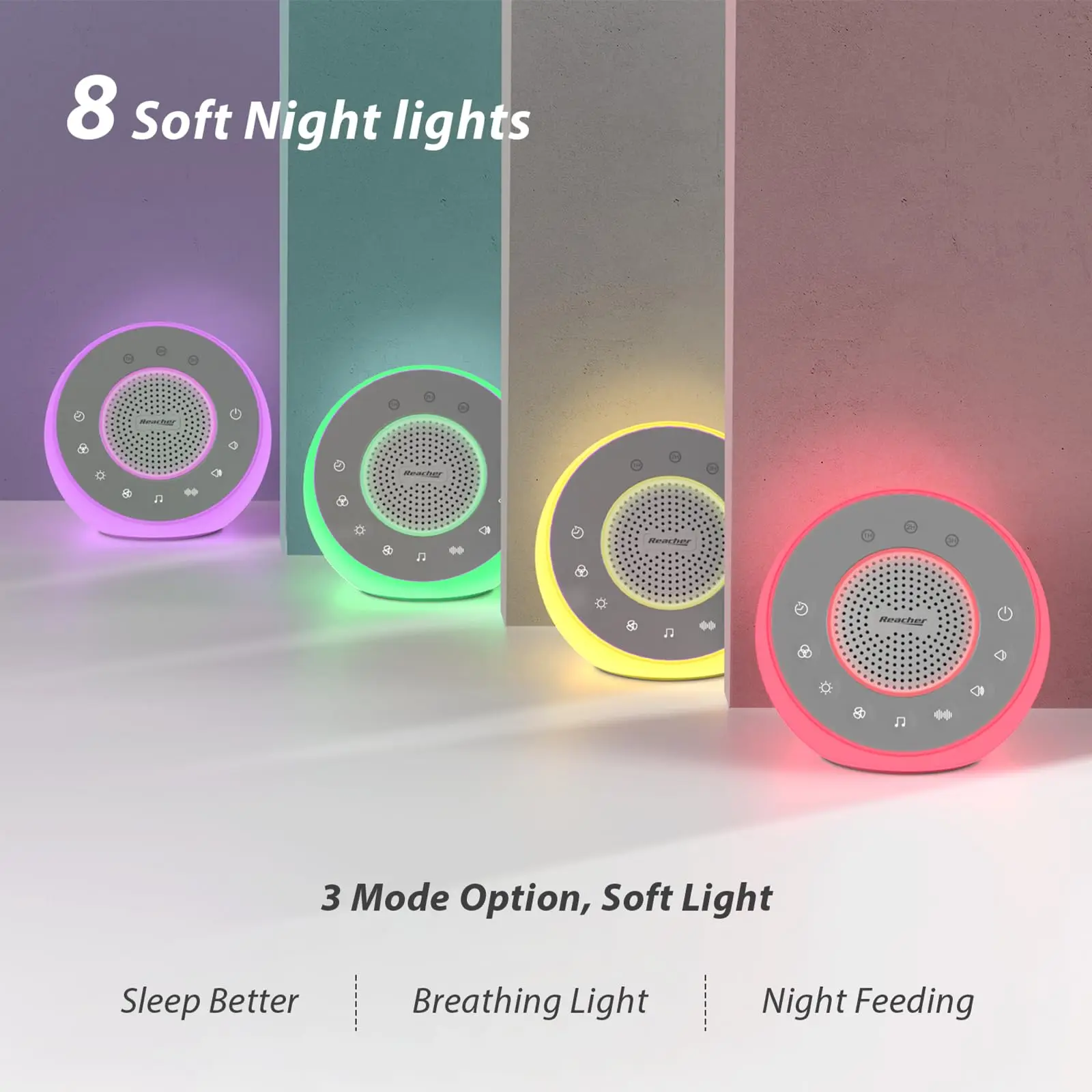 Детский звуковой автомат с белым шумом Reacher R2 и 31 натуральными успокаивающими