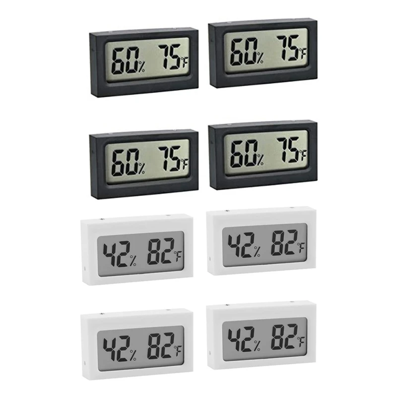 4Piece Vehicle Reptile Thermometer S-WS05 Mini Electronic Thermo-Hygrometer Humidity Meter For Fish Tank ℃/℉ Black