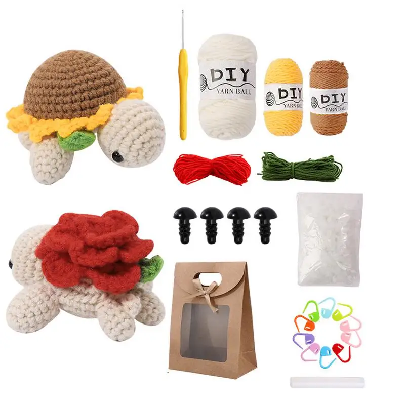 Набор для вязания крючком начинающих. в виде черепахи с видеоуправлением. и