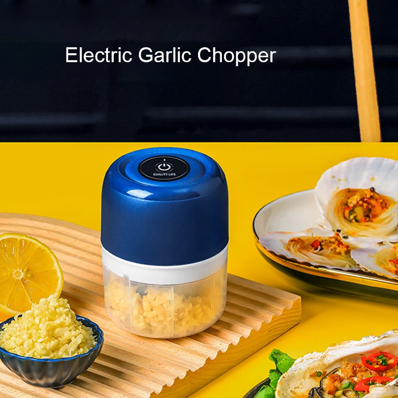 

Electric Garlic Chopper Blender Food Processor 250ML USB Meat Grinder Mini Garlic Vegetable Masher Crusher Charging for Kitchen