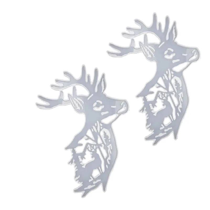 

95AB Diy Crystal Drop Glue Mold Deer Head Small Antlers House Number Pendant Jewelry Wall Decor Mirror Resin Silicone Mold