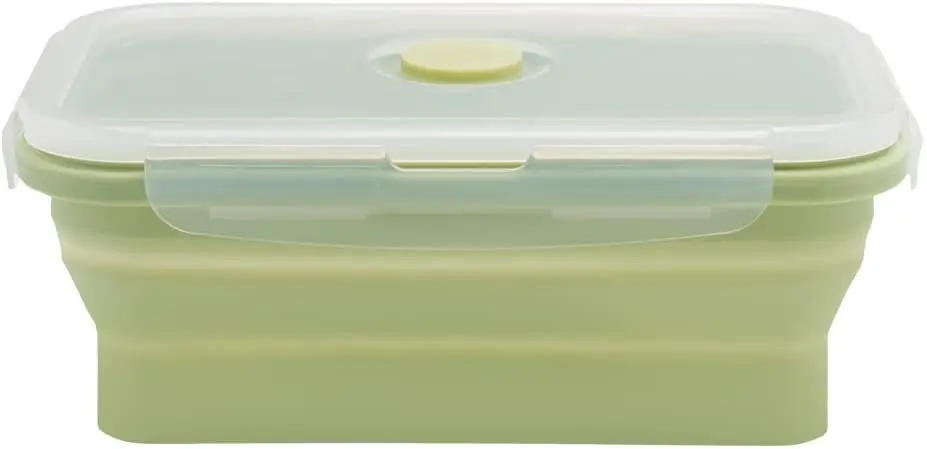 

Silicone Flexible Retractable Food Door with Hermetic Lid, Green, 1 L