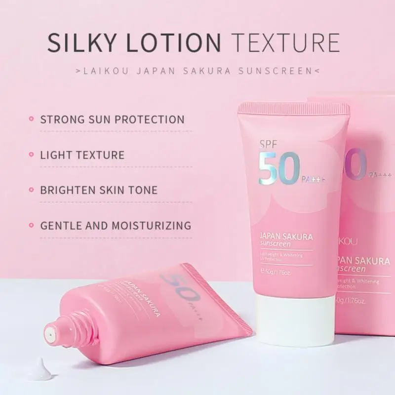 

50g Sakura Sunscreen Hydrating Moisturizing Non-greasy Sunscreen Anti-aging Oil Control Whitening Sun Cream Cosmetics Skin Care