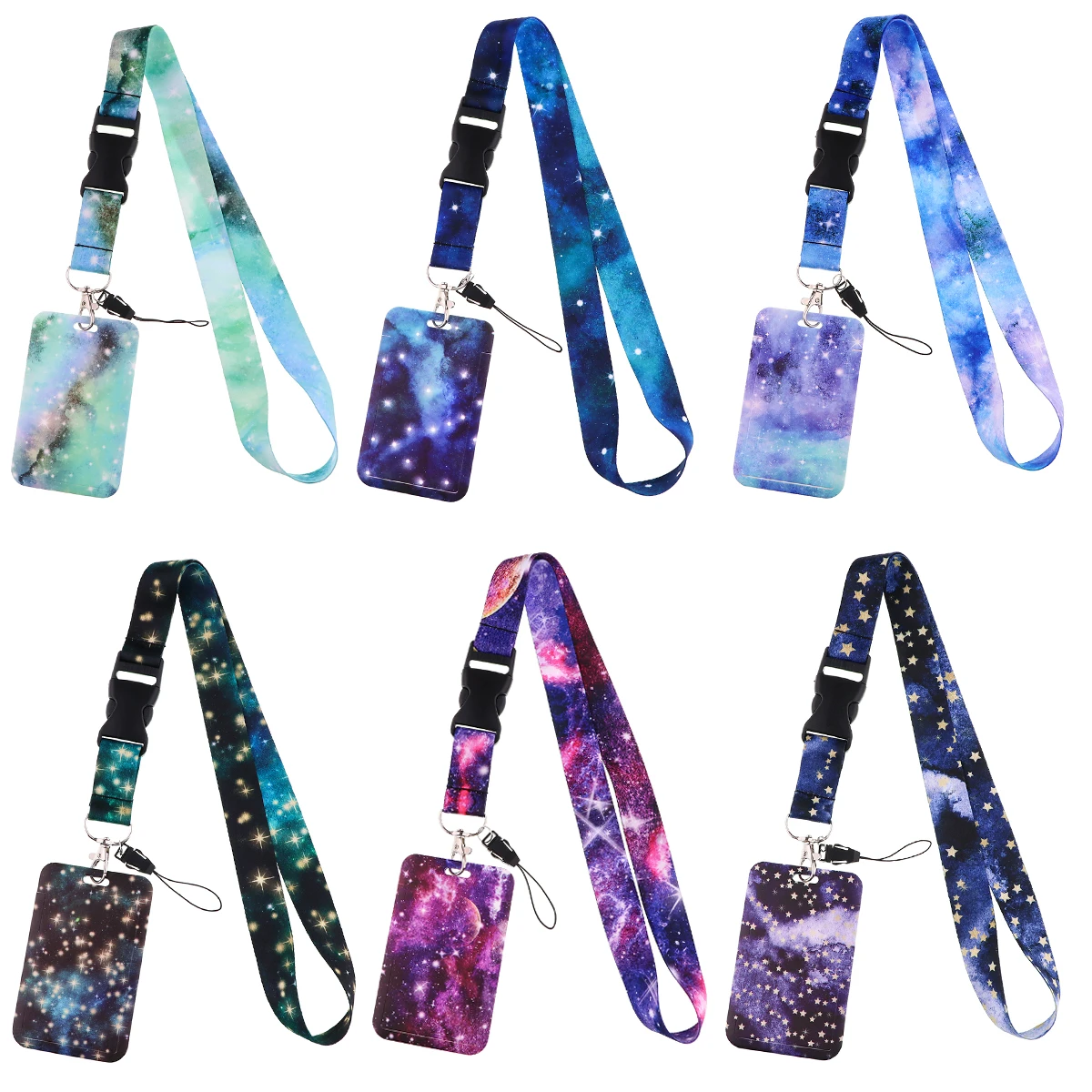 

Starry Sky Lanyards Art Painting Lanyard Badge Holder ID Card Lanyards Cell Phone Rope Key Lanyard Neck Straps Keychain