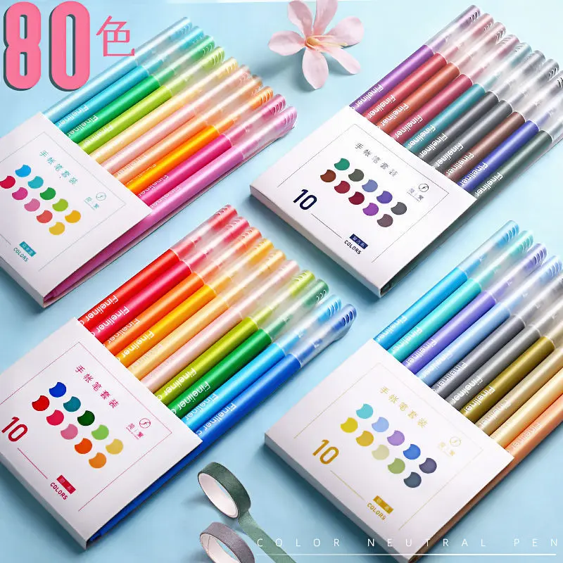 

10pcs Morandi Unisex Pen Set Students Take Notes with a Push-button Color Pen Korean Cute Color Fruit Juice Hand Account Pen