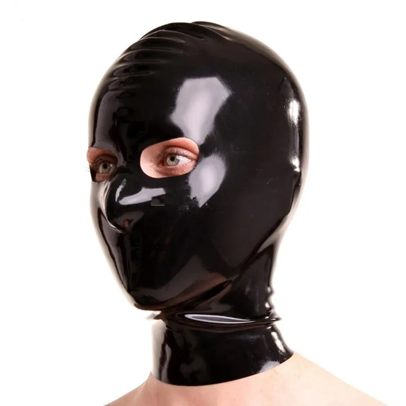 

Hot Latex Hood Mask Costumes Red Latex Mask Fetish with Eyes Open Nose Holes For Adults Rubber Hoods