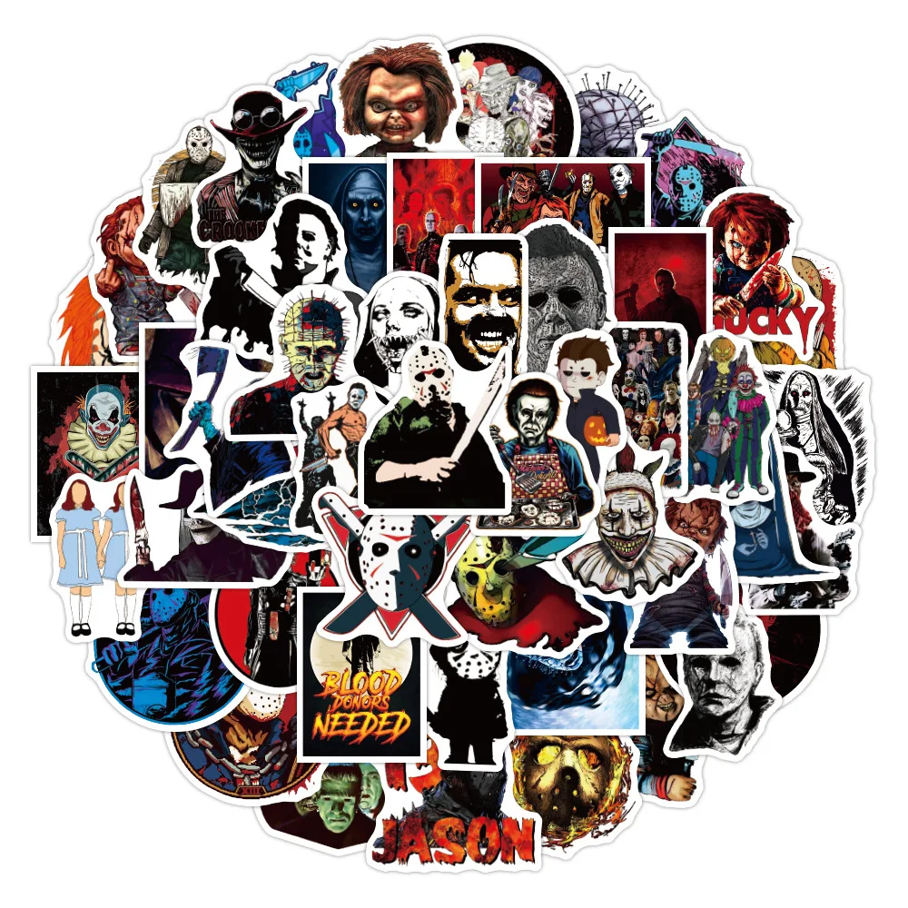 

10/30/50Pcs Mix Horror Movies Graffiti Stickers DIY Waterproof Skateboard Notebook Laptop Luggage Phone Sticker Decals Kids Toy