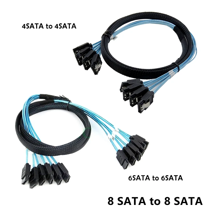 Original SAS SATA to SATA 7Pin Data Cable, 4 SATA, 6 SATA, 8 SATA for Hard Drive Server SSD Raid Card SATA3.0 6Gbps 0.5M/0.7M/1M