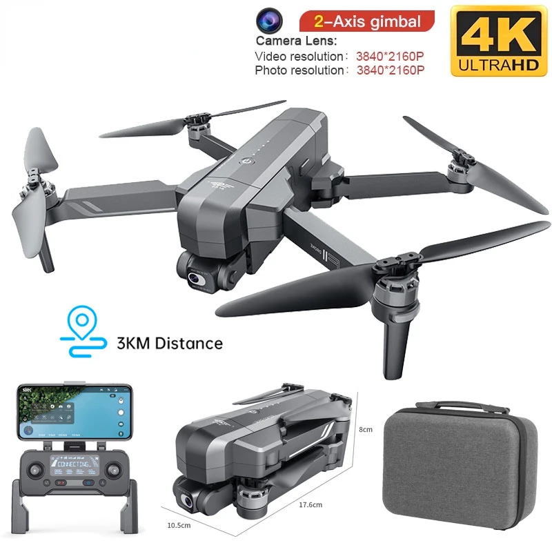 Купи Drone 4k Profesional Camera 3KM WIFI GPS EIS 2-axis Anti-Shake Gimbal FPV Brushless Quadcopter RC Helicopter Dron за 511 рублей в магазине AliExpress