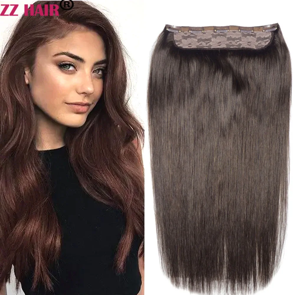 ZZHAIR на клипсе 100% бразильские человеческие волосы Remy 16–24 дюйма цельный 1 шт. набор