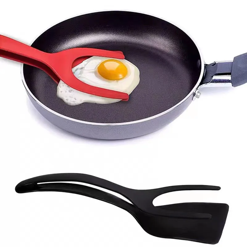 

Two-in-one Nylon Silicone Material Spatula Non-stick Food Tongs Omelette Spatula Toast Pancake Egg Flip Tongs Kitchen Gadgets
