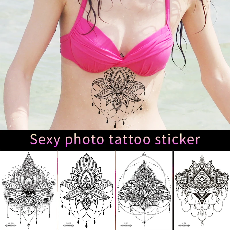 

Tatoo sticker fake tattoo datura mandala flower totem diamond waterproof temporary tatto chest back leg belly for girl woman