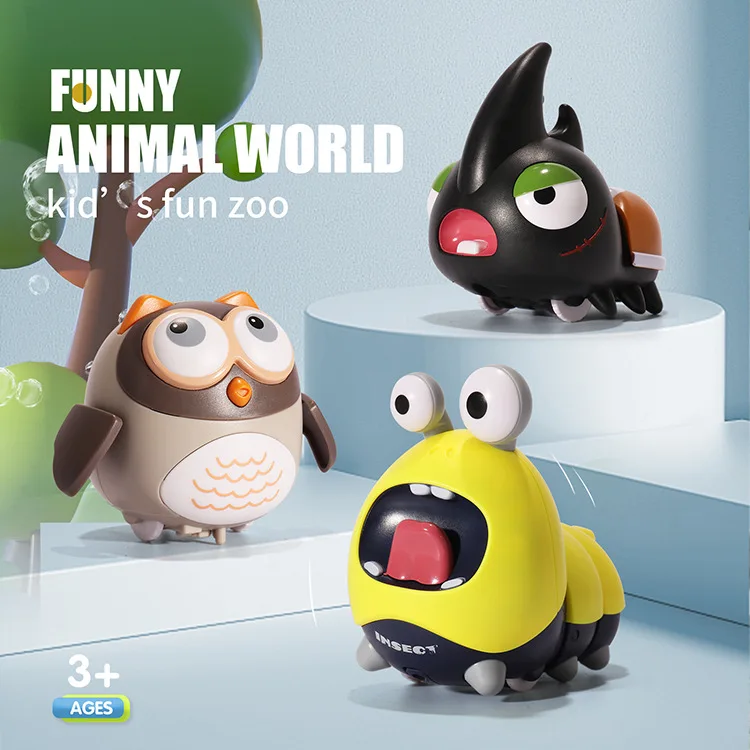 

2022 New Creative Cute Animal World Electric Swing Unicorn Caterpillar Owl Insect Style Plastic Doll for Children Baby As Gifts