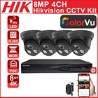 Hikvision 5MP POE CCTV Security HD IP-камера комплекты видеонаблюдения 4CH 4K NVR DS-7604NI-Q14P APP красочное ночное видение черный