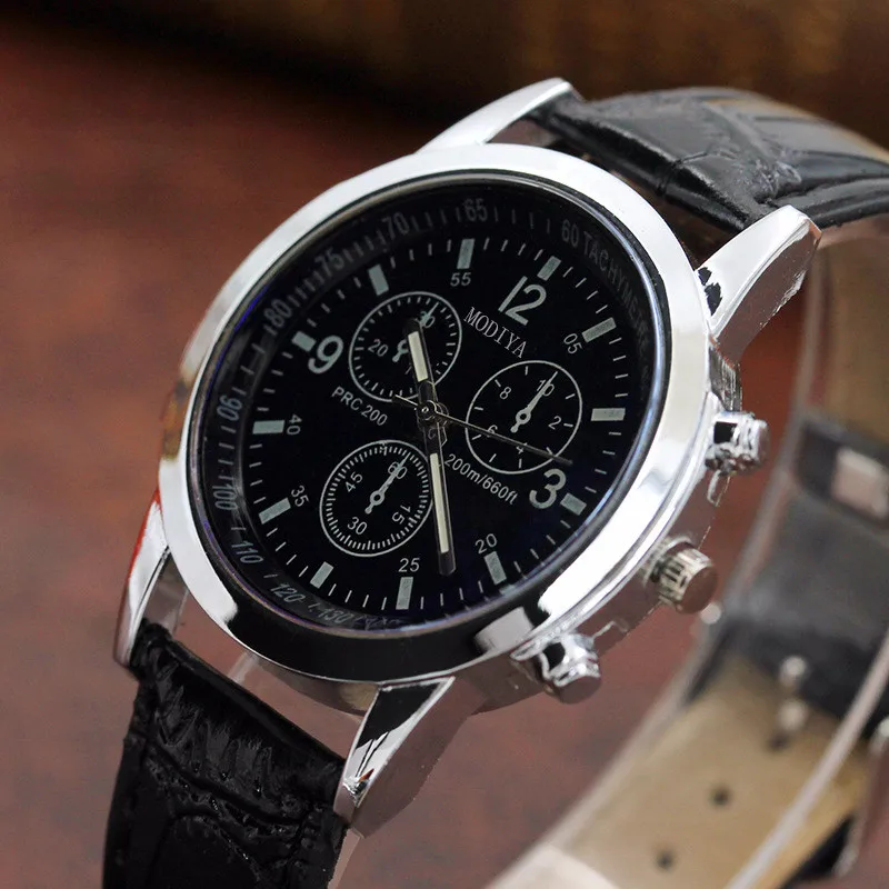 

Men Women Leather Strap Analog Quartz Watch Six Pin Men's Watch Blue Glass Belt Business Watch Ladies Wrist Watch Reloj Mujer