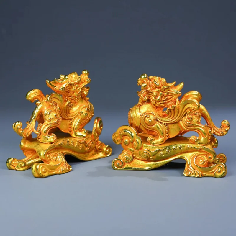 Оптовая продажа античная бронза позолота винтажные украшения в виде льва пара