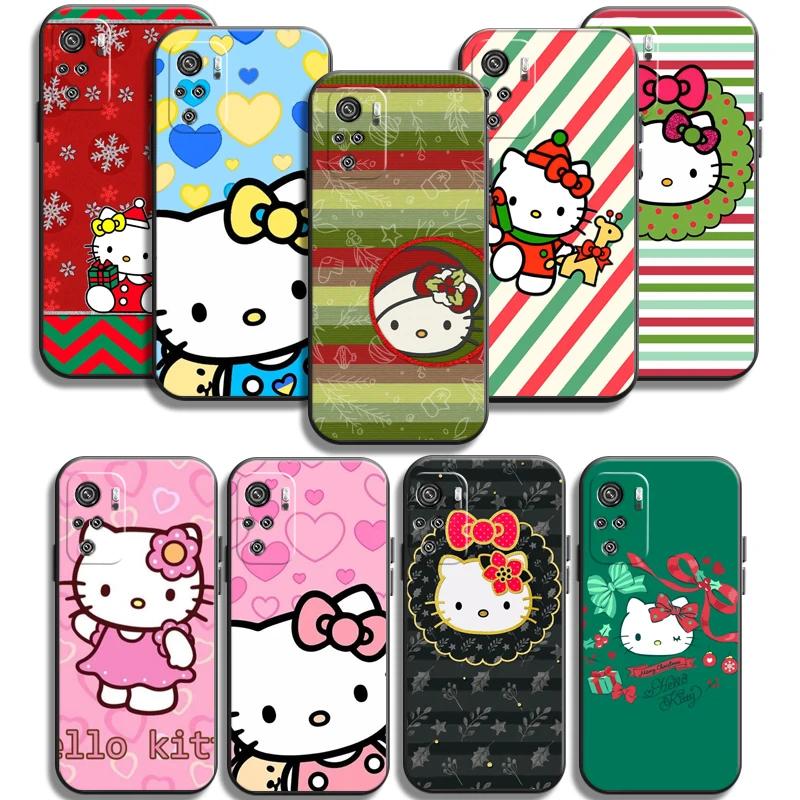 

Christmas Hello Kitty Phone Cases For Xiaomi Redmi Note 10 10 Pro 10S 10 5G Soft TPU Coque Carcasa Back Cover