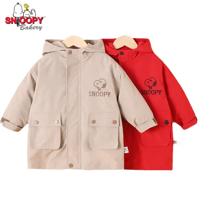 

Зимняя детская пуховая куртка Snoopy, пальто для мальчиков и девочек, верхняя одежда со съемной внутренней подкладкой и капюшоном, детская теп...